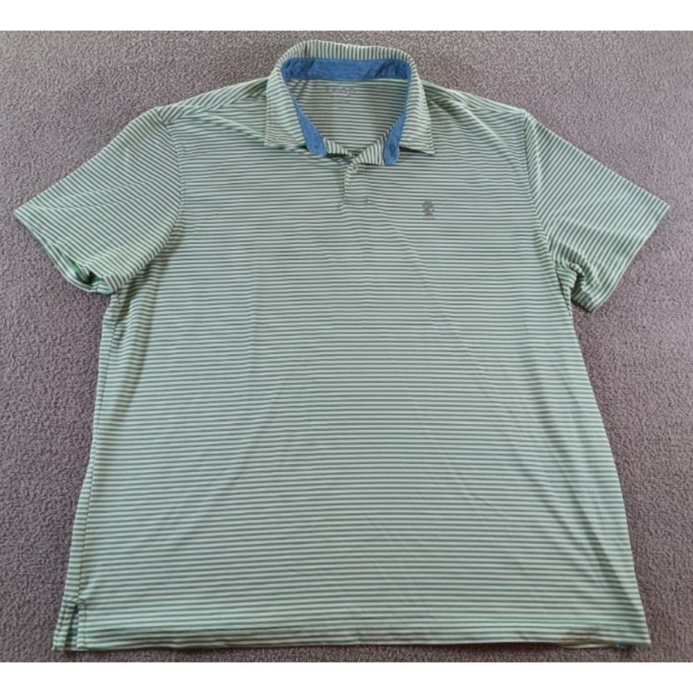 IZOD Golf SwingFlex Polo Shirt XXL Green White Striped Stretch Performance